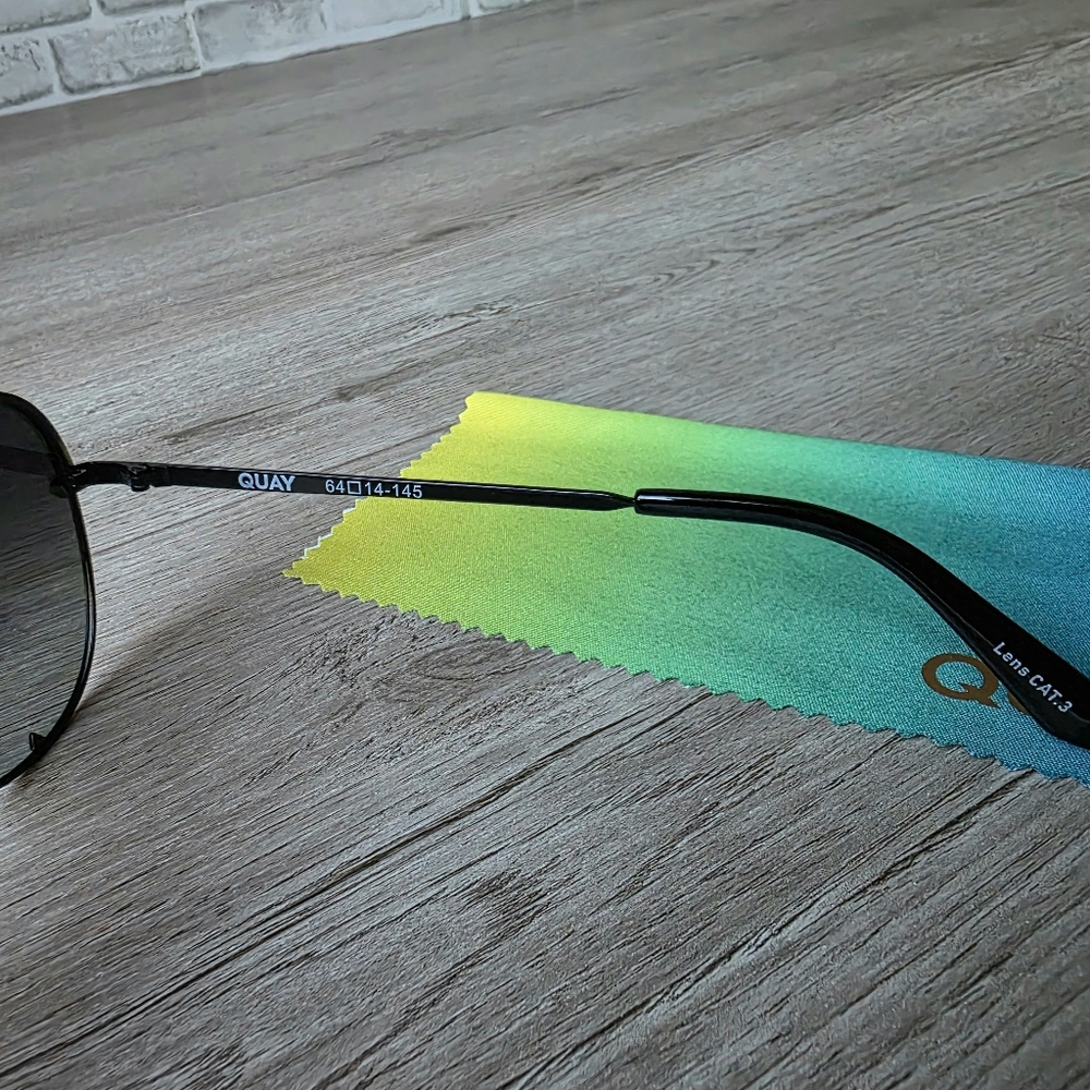 NWT QUAY Australia “High Key” Polarized Aviator Sunglasses – Black – 64□14-145 - Picture 13 of 16